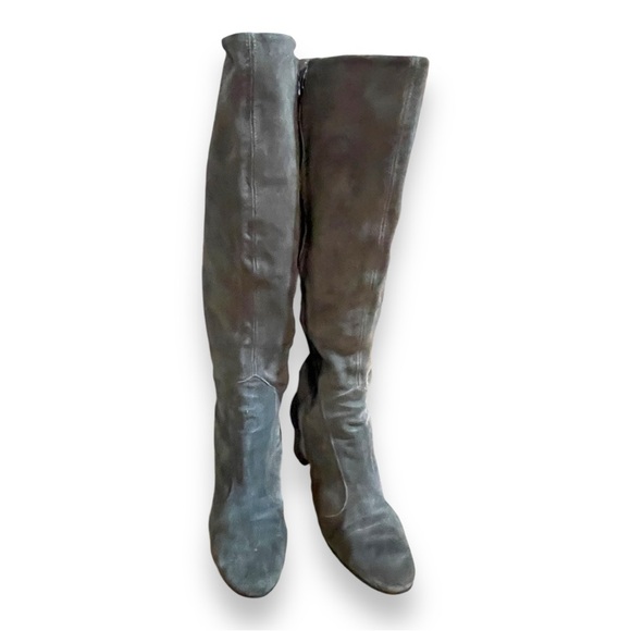 Vintage Valley Gray Suede Heel Boots with Zippers Chunky Heel Size 8.5 - Picture 5 of 13